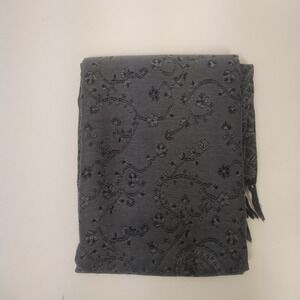 Charter Club Scarf Women's Gray Wool Paisley Floral Embroidery